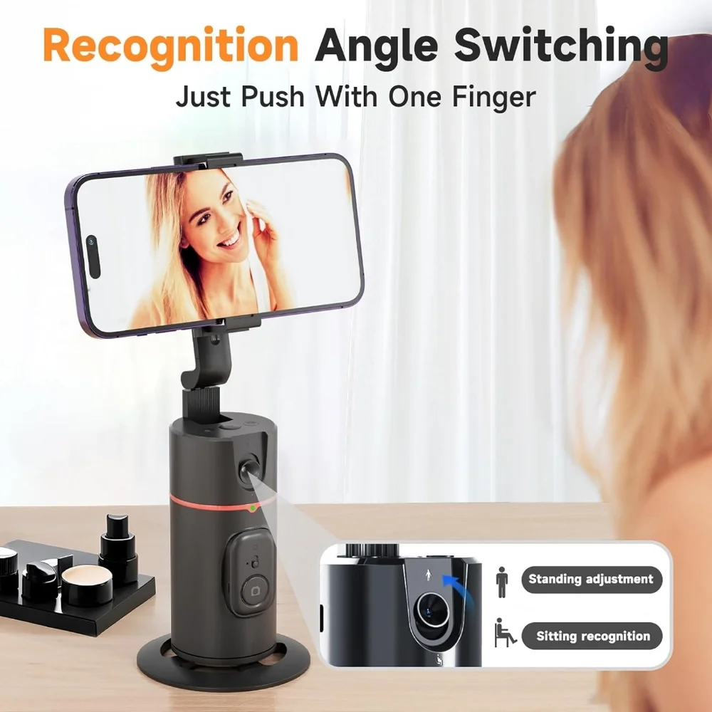 Auto Face Tracking Tripod, No App Required, 360° Rotation Auto Tracking